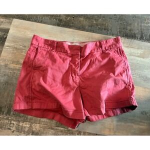 J.Crew Womens Chino Shorts Pink Coral Size 12 Cotton Stretch Mid Rise Preppy
